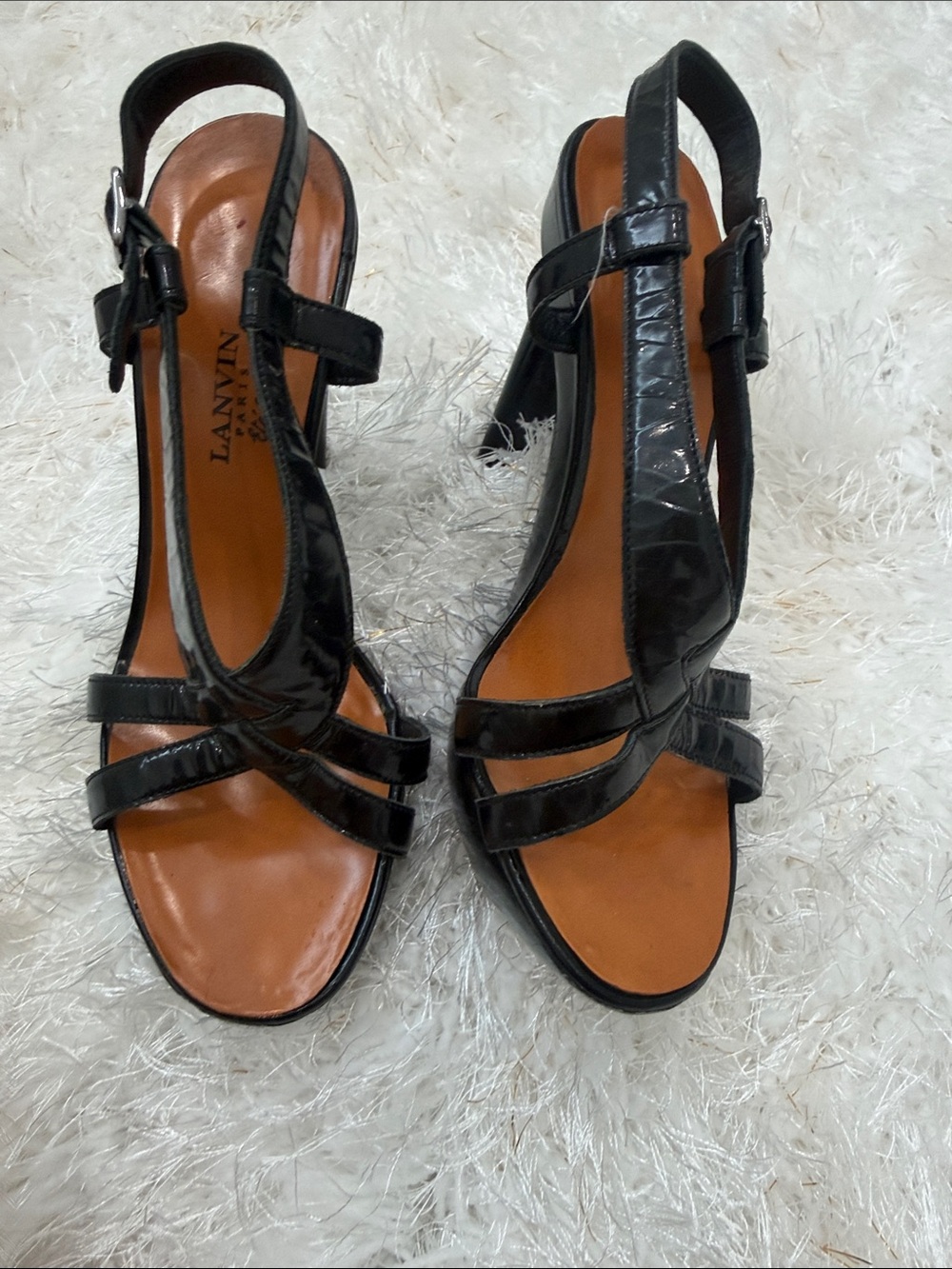 Vintage Lanvin Patent Leather  Sandals sz 5.5